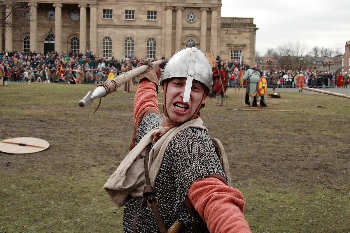 Reconstitution de bataille au York Viking Festival 