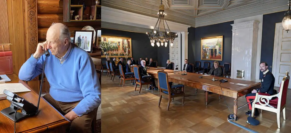 PHOTO: voici comment le roi de Norvège Harald a dirigé une réunion du Conseil d'État depuis une cabine - 3