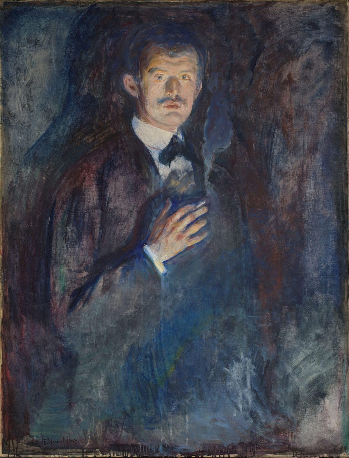 Autoportrait d'Edvard Munch à la cigarette