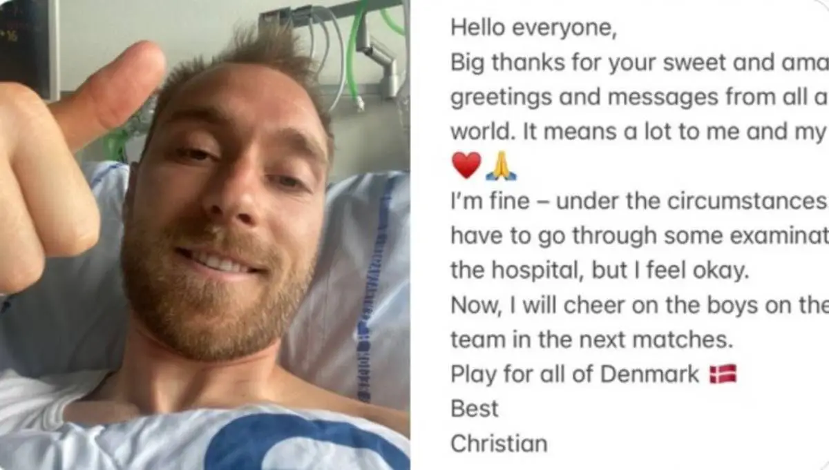 Eriksen publie une photo de l'hôpital : "Merci pour vos incroyables salutations et messages" 4 Eriksen publie une photo de l'hôpital : "Merci pour vos incroyables salutations et messages" - 3