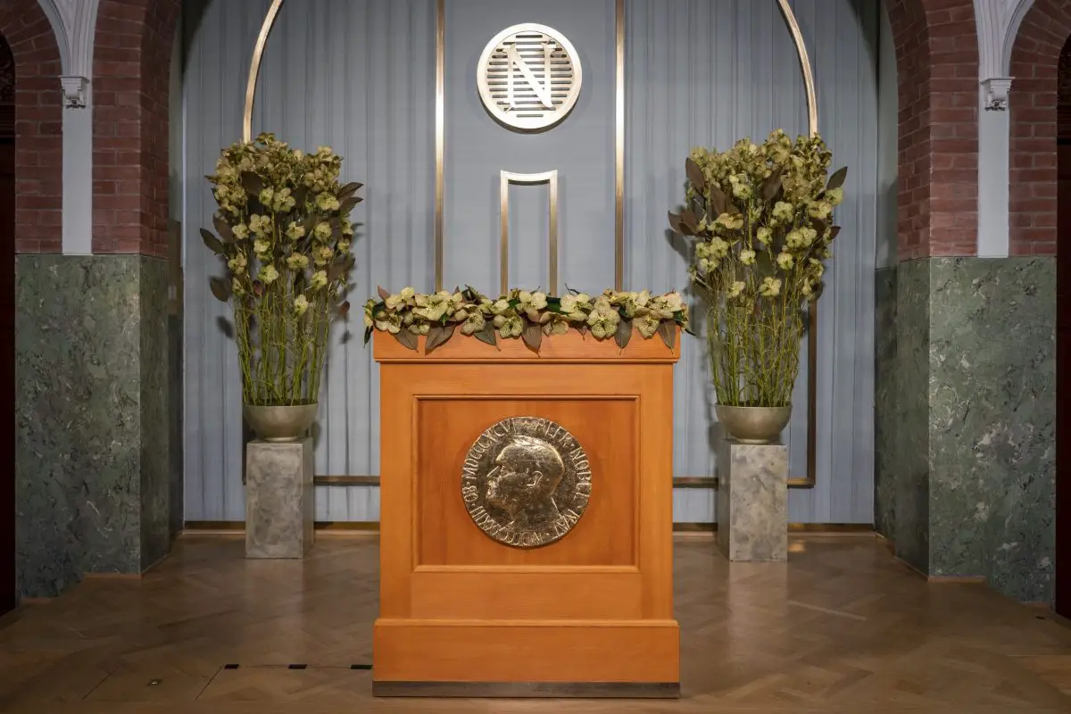 Podium du prix Nobel de la paix 2020