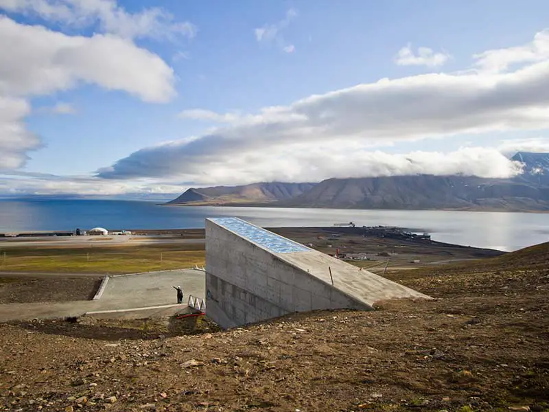 Chambre forte mondiale de semences de Svalbard, Norvège.