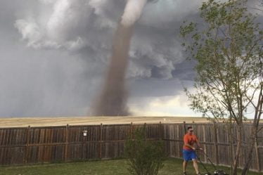 L'homme tond la pelouse avec la tornade derrière créé webstorm - 16
