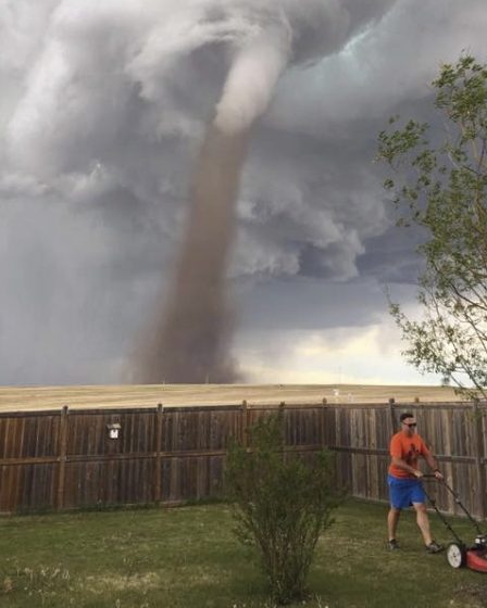 L'homme tond la pelouse avec la tornade derrière créé webstorm 29 L'homme tond la pelouse avec la tornade derrière créé webstorm - 28