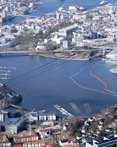 Drapeau nazi accroché près de l'autoroute à Bergen - 1
