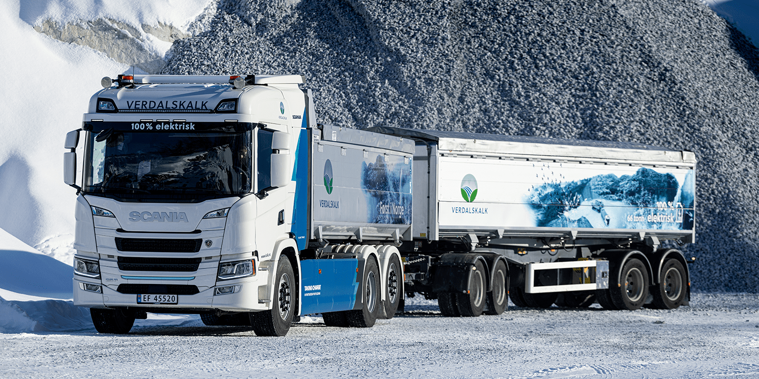 Scania leverer 66 tonns elektrisk lastebil til Norge