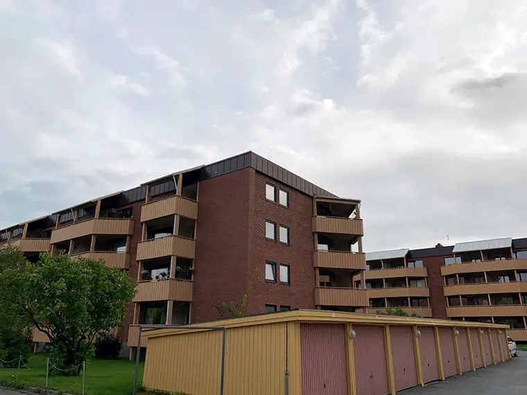 Appartements à Øya, dans le quartier de Trondheim, en Norvège. Exploités en tant que borettslag, une coopérative de logement norvégienne.