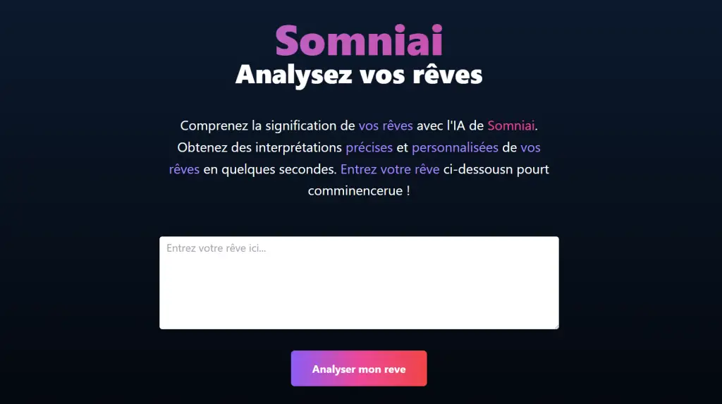 Capture du site de SomniAI.com