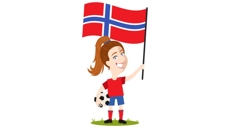 Dessin humoristique d'une footballeuse norvégienne