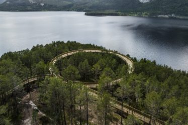 Une passerelle accessible dans les arbres à travers le parc Hamaren en Norvège - 16