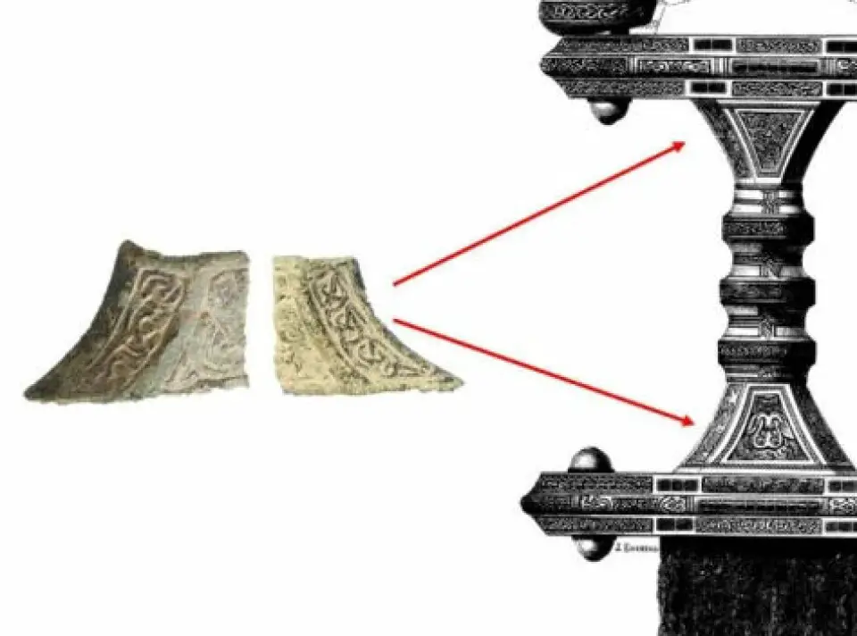 Dessin d'une épée d'un type similaire montrant l'emplacement de la garde de l'épée.