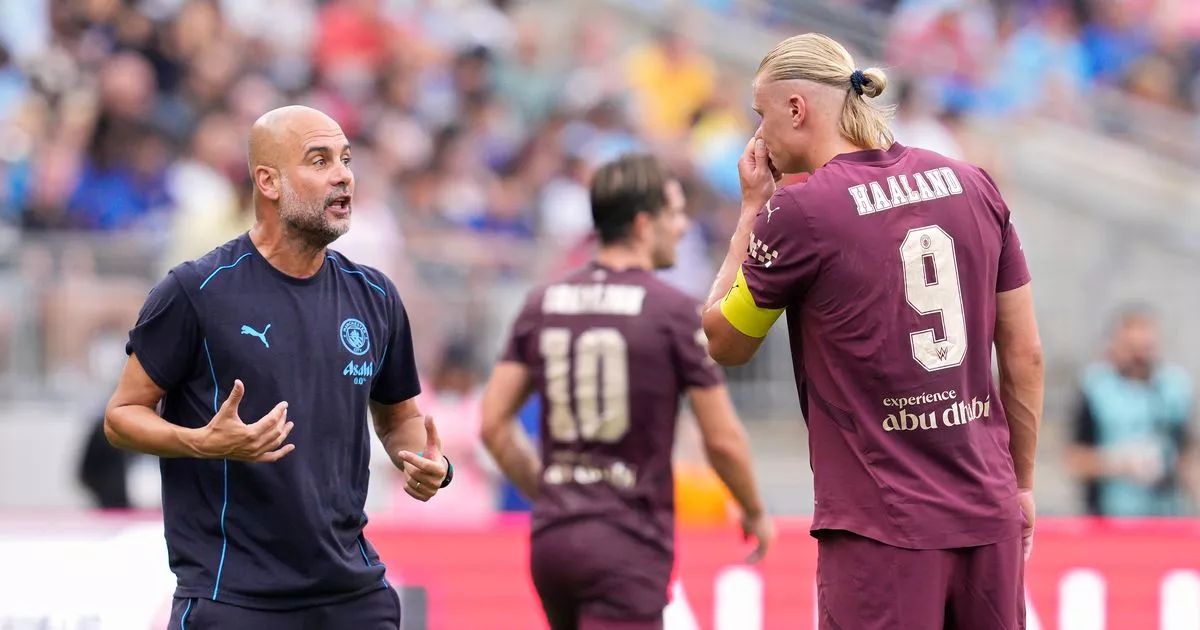 Les actions de Pep Guardiola après le triplé d'Erling Haaland devraient effrayer les rivaux du titre de Man City. 4 Les actions de Pep Guardiola après le triplé d'Erling Haaland devraient effrayer les rivaux du titre de Man City. - 3