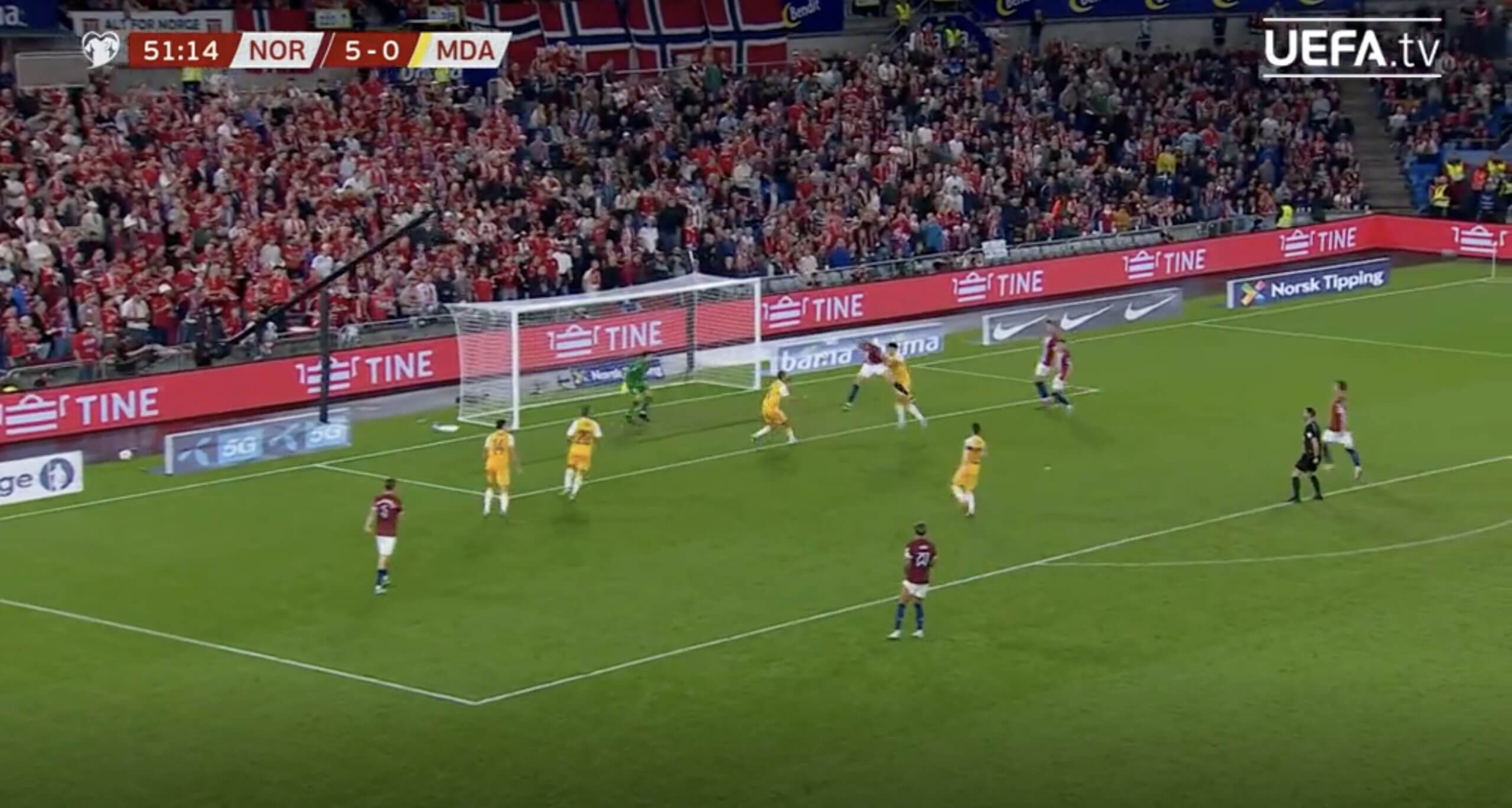 Les cinq buts (et les deux passes décisives) d'Erling Haaland pour la Norvège 74 Les cinq buts (et les deux passes décisives) d'Erling Haaland pour la Norvège - 73