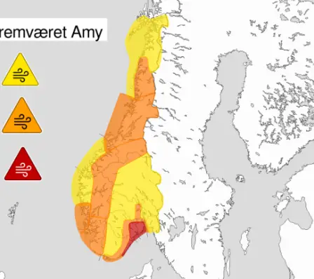 La tempête "Amy" frappe la moitié de la Norvège 2 La tempête "Amy" frappe la moitié de la Norvège - 1