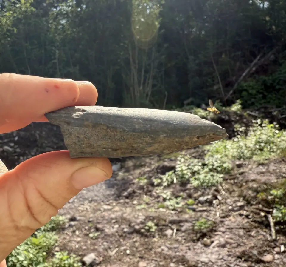 Part of an axe blade from an almost fully polished axe. Découverte en Norvège d'un marteau rare datant de l'âge de pierre et vieux de 9 000 ans - 28