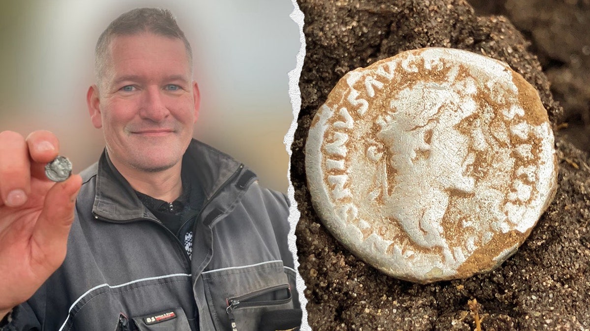 Un chasseur de trésors trouve une figurine de Jésus vieille de près de 1 000 ans dans un champ norvégien balayé par les vents 13 Image fractionnée de Kim tenant la pièce, gros plan de la pièce