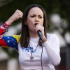 Le leader de l'opposition vénézuélienne Machado réapparaît : NPR 14 Maria Corina Machado, leader de l'opposition, prononce un discours lors d'une manifestation anti-gouvernementale le 9 janvier 2025 à Caracas, au Venezuela.