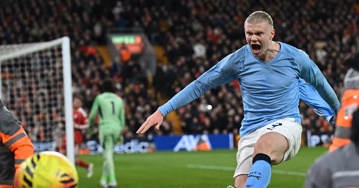 La réaction d'Erling Haaland et de Rodri résume Manchester City lors d'une victoire incroyable à Liverpool. 20 La réaction d'Erling Haaland et de Rodri résume Manchester City lors d'une victoire incroyable à Liverpool. - 19