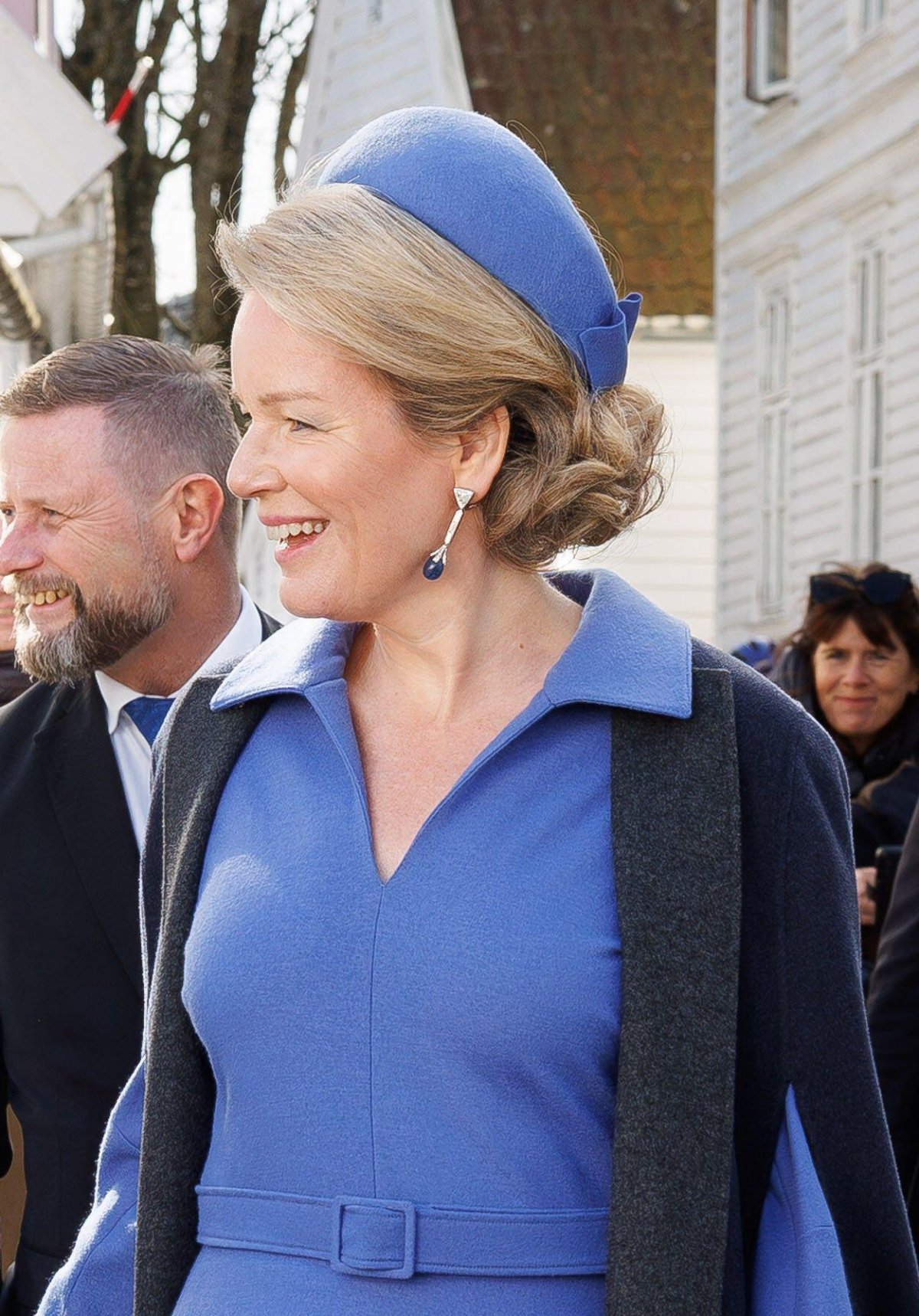Des saphirs étincelants pour la reine Mathilde en Norvège 34 Le roi et la reine des Belges ainsi que le prince héritier de Norvège en visite à Stavanger le 26 mars 2026 (BENOIT DOPPAGNE/Agence Belga/Alamy)