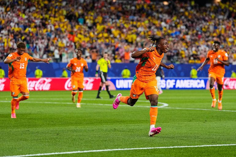 Côte d'Ivoire - Norvège : 16e de finale de la Coupe du monde de la FIFA : pronostics, comment suivre le match | Actualités de la Coupe du monde 2026 9 Le Côte-d’Ivoirien Yan Diomande (11) exulte après que son coéquipier Amad Diallo (15) a inscrit le premier but lors du match de football de la Coupe du monde, dans le groupe E, opposant la Côte d’Ivoire à l’Équateur à Philadelphie, dimanche 14 juin 2026. (AP Photo/Petr David Josek)